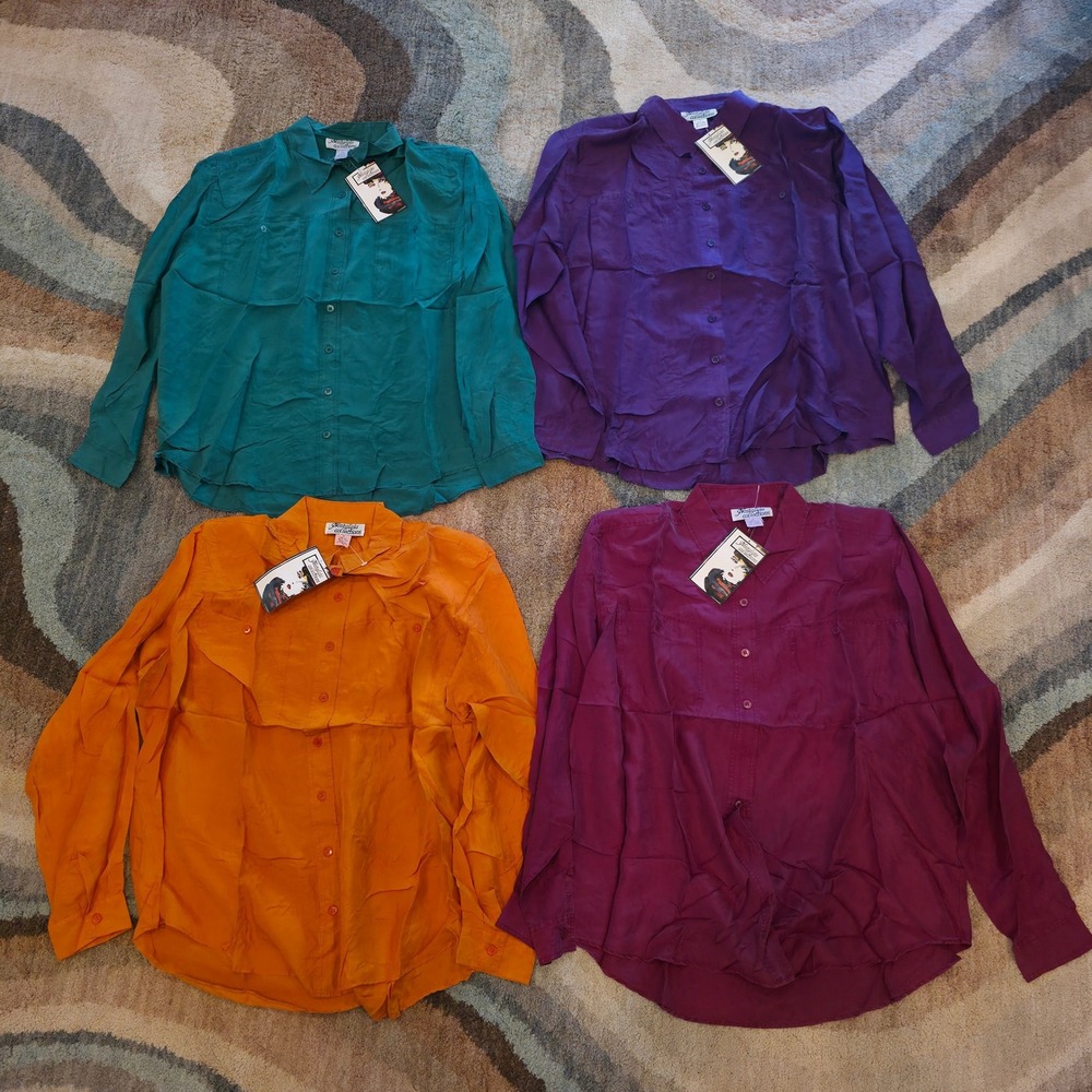 Vintage Nostalgia Collections 100% Silk Button Down Shirt Lot of 4 Size 2X
